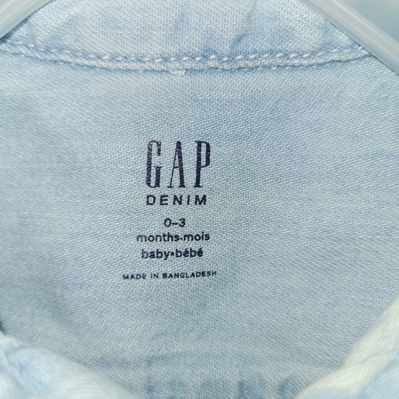 🦖 Baby Gap Blue Dinosaur Themed Denim Short One Piece Romper Outfit 3 Months - Picture 4 of 6